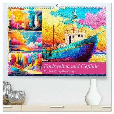 Farbwelten und Gefühle. Psychedelic Pop-Landscapes (hochwertiger Premium Wandkalender 2027 DIN A2 quer), Kunstdruck in Hochglanz