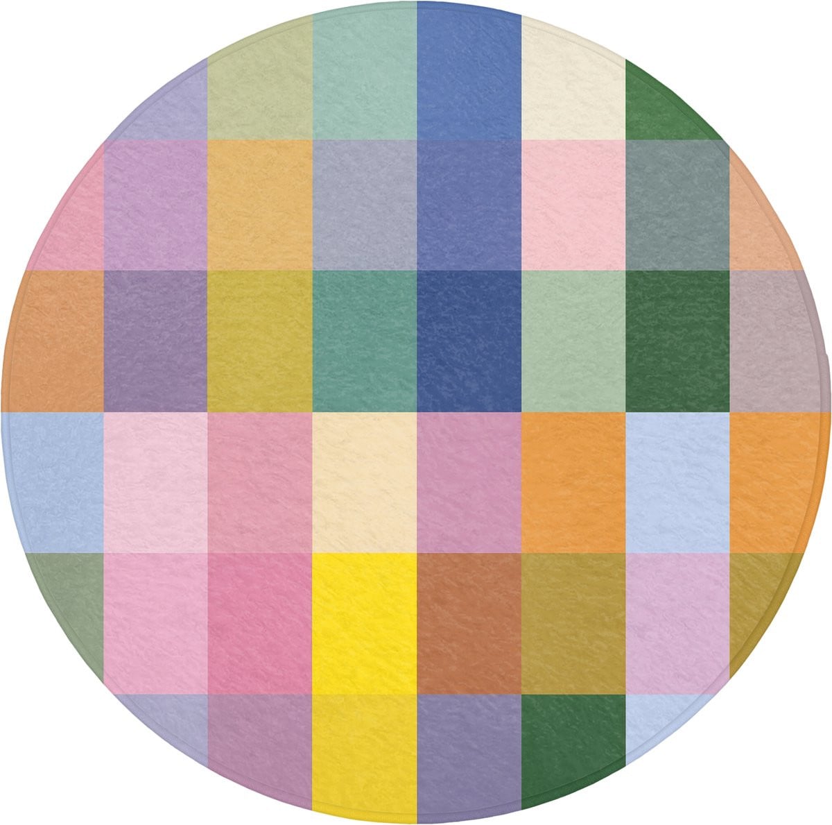 OnlyWow Ronde Badmat met Blokkenpatroon - Antislip - 70 x 70 cm