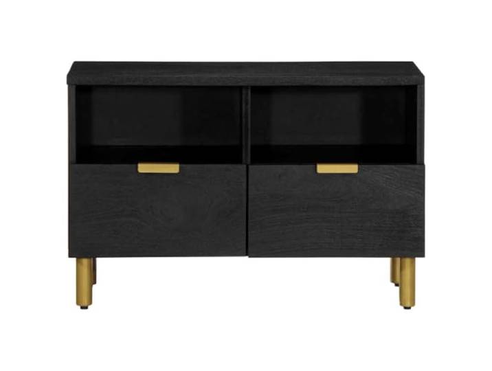 KTHLBRH TV-Schrank Schwarz 70 x 33 x 46 cm Holz mehrschichtig Metallgriffe, großer Stauraum, leicht zu reinigen, Industrie-Stil
