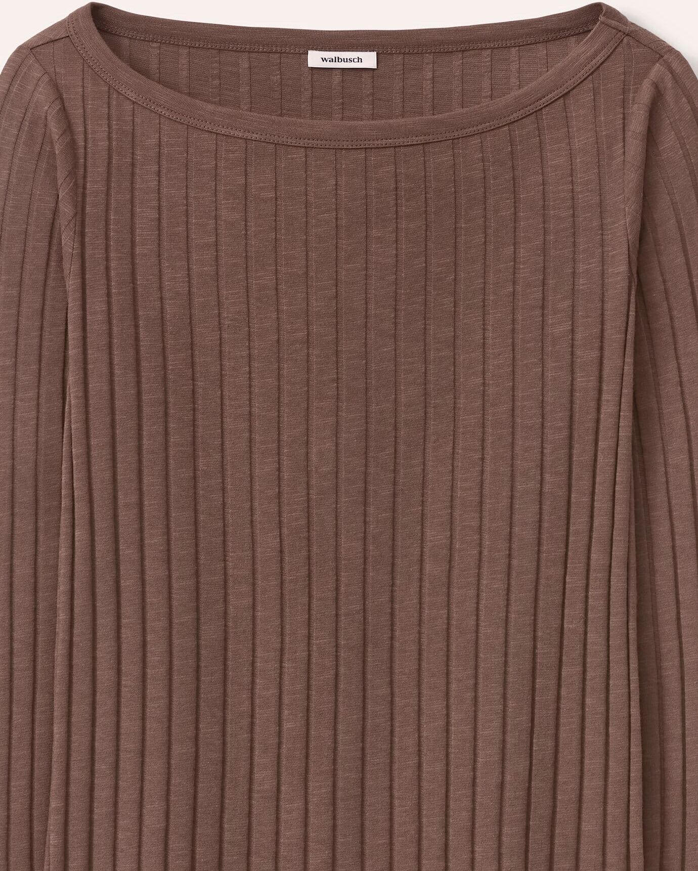 Walbusch Shirt mit Rippenstruktur LA, normale Größen, Farbe Braun, 38, vielseitig kombinierbar angenehme Baumwollmischung Damen