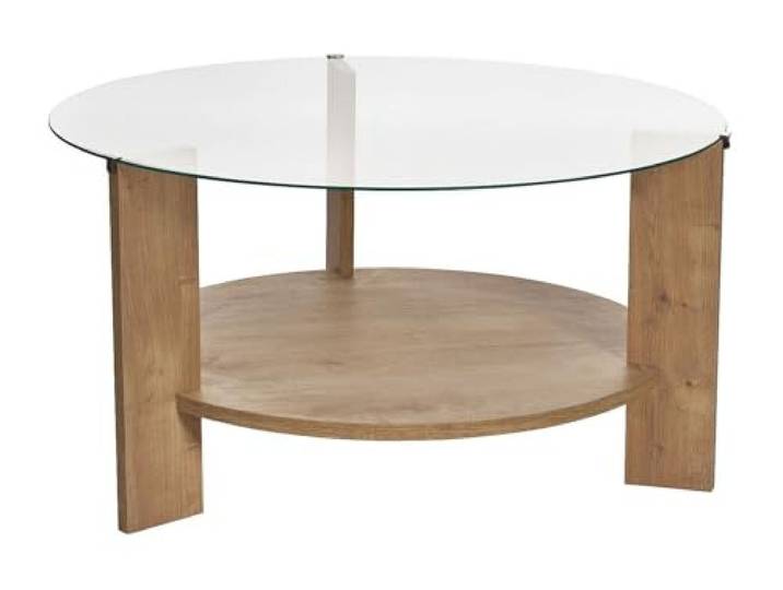 Vente-unique - Couchtisch Senira - Glas Naturfarben Hell 75 cmx75 cm Hitzebeständige Melamin-Beschichtung Besonders gesellige Form