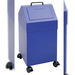 PROREGAL Fahrbarer Abfallsammler, selbstschließender Einwurfklappe, 45L, HxBxT 71,5x33x31cm, Feuer- & Geruchshemmend, Blau, Abfalleimer Abfalltrennung