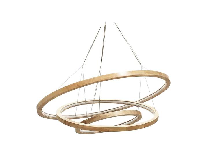 Suspension led dimmable 3 anneaux en bois naturel