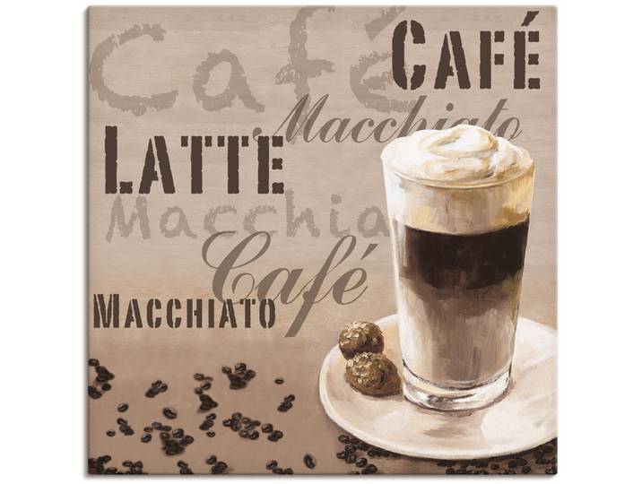 Leinwandbild ARTLAND Kaffee - Latte Macchiato , beige (farbe bild(er): naturfarben), B:70cm H:70cm, Bilder, Leinwandbild, auf Holzrahmen gespannt