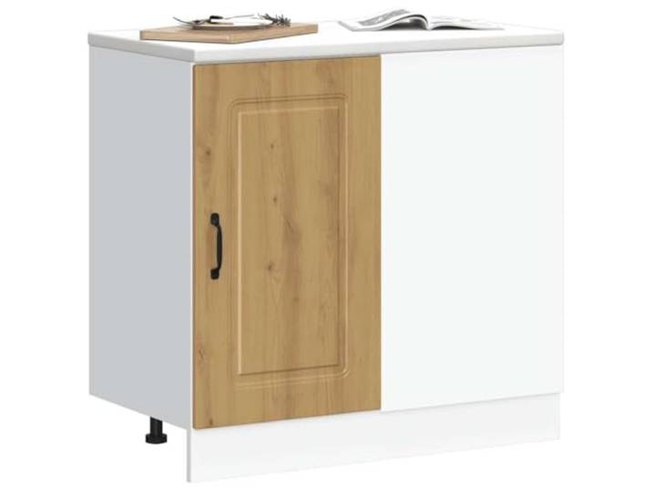 KTHLBRH Küchenunterschrank Kalmar Eiche Handwerk 86 x 46 x 81,5 cm Robuste Spanplatte, Tür mit Tür, verstellbare Füße, viel Platz für Geschirr