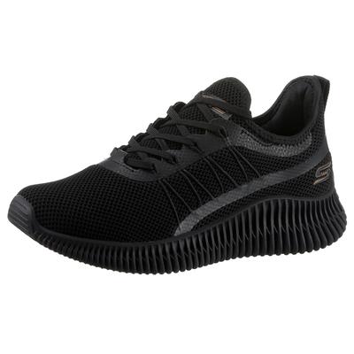Slip-On Sneaker SKECHERS "BOBS GEO-", Damen, Gr. 39, schwarz (schwarz, uni), Textil, Schuhe, Freizeitschuh in veganer Verarbeitung