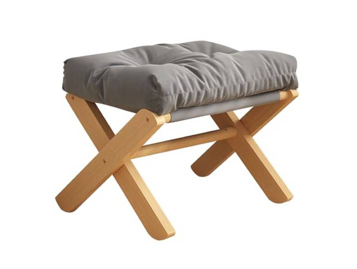 Preferspace Fußstützenhocker, Faltbarer Fußhocker, Ottomane für Sofa, Holzbeinstützenständer, klappbarer Sitz, Schuhwechselhocker mit abnehmbarem Samtstoffkissen