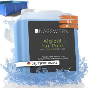 NASSWERK Algizid Algenvernichter mit Algo-Schield Formel, für Pools, direkte und vorbeugende Wirkung, Kanister 5 Liter