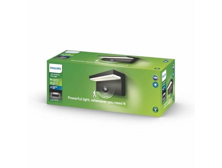 Philips Bustan Wandleuchten für den Außenbereich, 9 W, 4000 K Kaltweiß, wasserbeständig, anthrazit, IP44 wetterfest