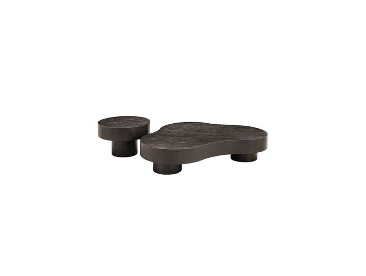 Grosses Design Couchtisch Set „Bogor“ Eiche Schwarzbraun Richmond Interiors