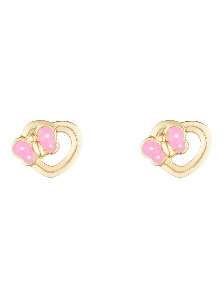 OR ÉCLAT Gold-Ohrstecker "Coeur rose" - onesize