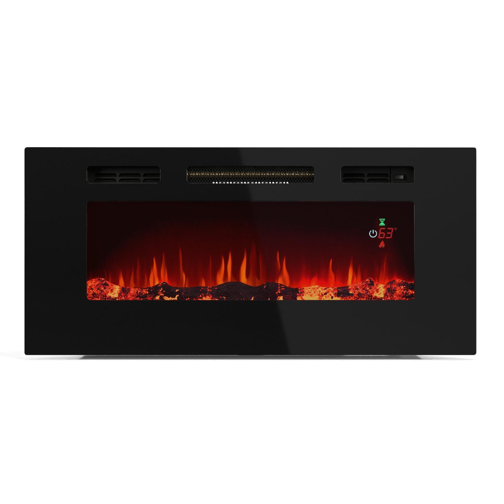 Galeras Smart Elektrokamin 2 Heizstufen 16 – 30° LED-Flammenillusion IOT-fähig Schwarz 102 x 47 x 13 cm