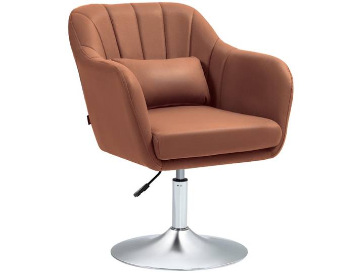 Fauteuil de salon hauteur réglable pivotant 360° marron