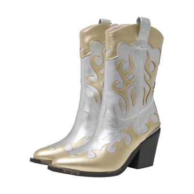 Stiefel BUFFALO "Buffalo WEST BOOTIE MID - VEGAN NAPPA", Damen, Gr. 37, silber, gold, Kunstfaser, unifarben, Schuhe Stiefel