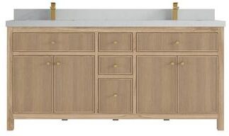 Willow Collections 72 in. W x 22 in. D Sonoma Teak Double Sink Bathroom Vanity with Countertop
