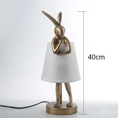 Inspired Finds Nordic Rogue Rabbit Resin Table Lamp Designer LED Table Light With Fabric Shade For Bedroom & Living Space Nordic Rogue Rabbit Resin Table Lamp Designer LED Table Light With Fabric Shade For Bedroom & Living Space