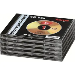 HAMA CD-Leerhülle Standard, transparent/schwarz, 5er Pack