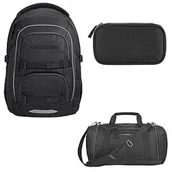 Coocazoo Porter Black Coal Schulrucksack Set 3tlg