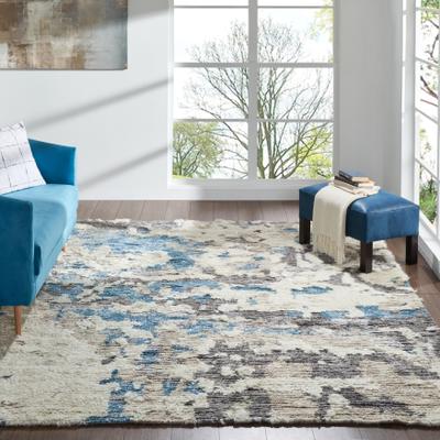 KALATY Abstract Shag Blue/White Area Rug