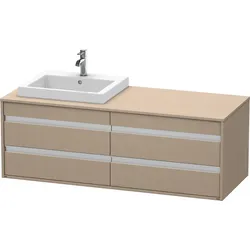 Duravit Ketho Konsolenwaschtischunterbau wandhängend, 1400x496x550 mm, 4 Schubkästen, für Einbauwaschtisch, Position links, KT6757L7575, Farbe: Leinen Dekor