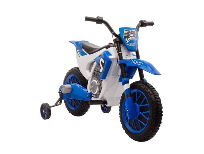 HOMCOM Elektro Kindermotorrad 3-8 km/h 2 Stützräder ab 3 Jahre Blau+Weiß Elektromotorrad Kinder, Elektro Motorrad, Kinder Motorrad Elektrisch Ab 3 Jahre