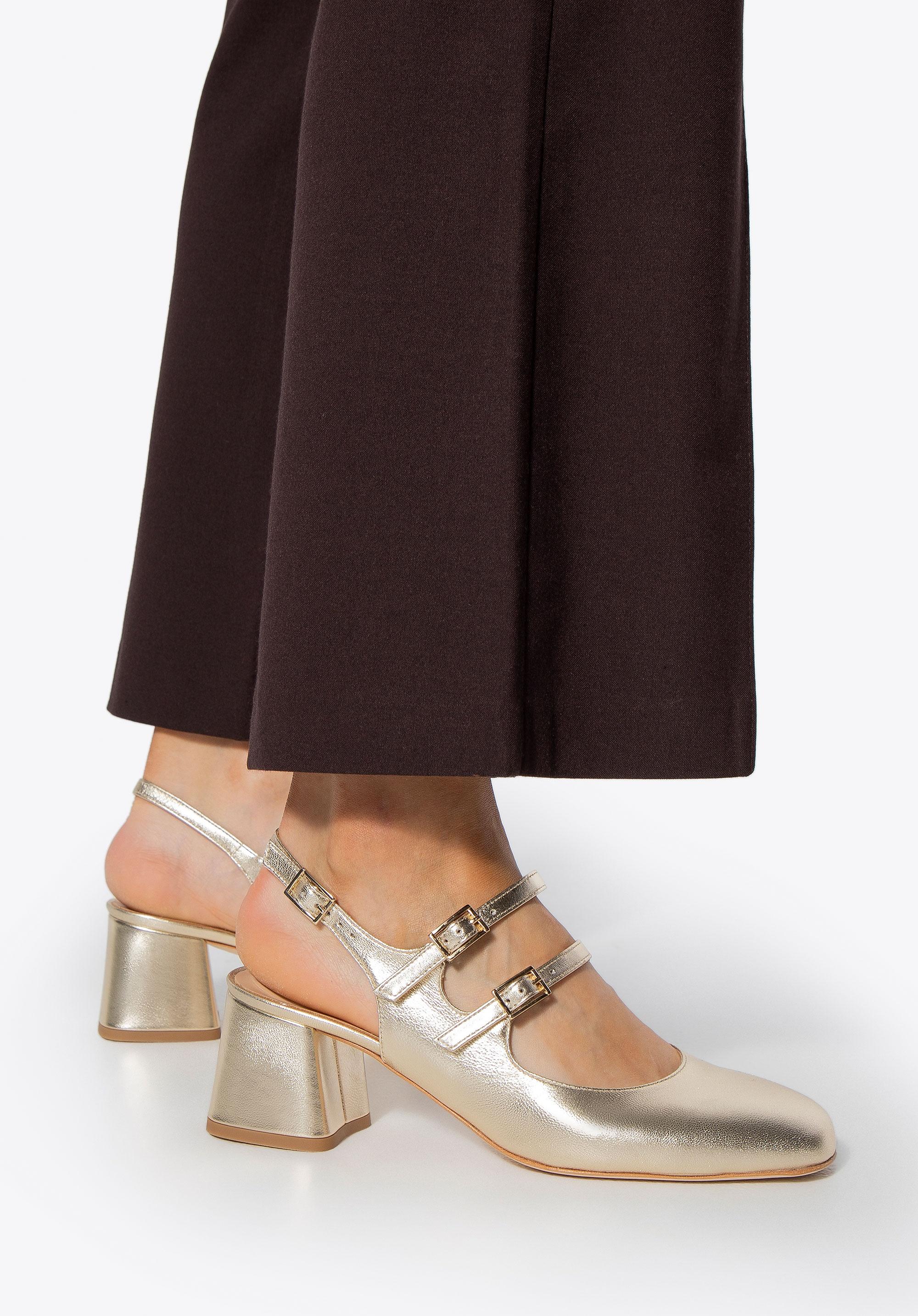 Wittchen Dames Leren Pumps met Bandjes Goud Echt Leer