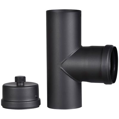 Ofenrohr FIREFIX, schwarz, B:9cm H:25cm L:15,5cm, Stahlblech, Rohre, für Pelletofenrohr