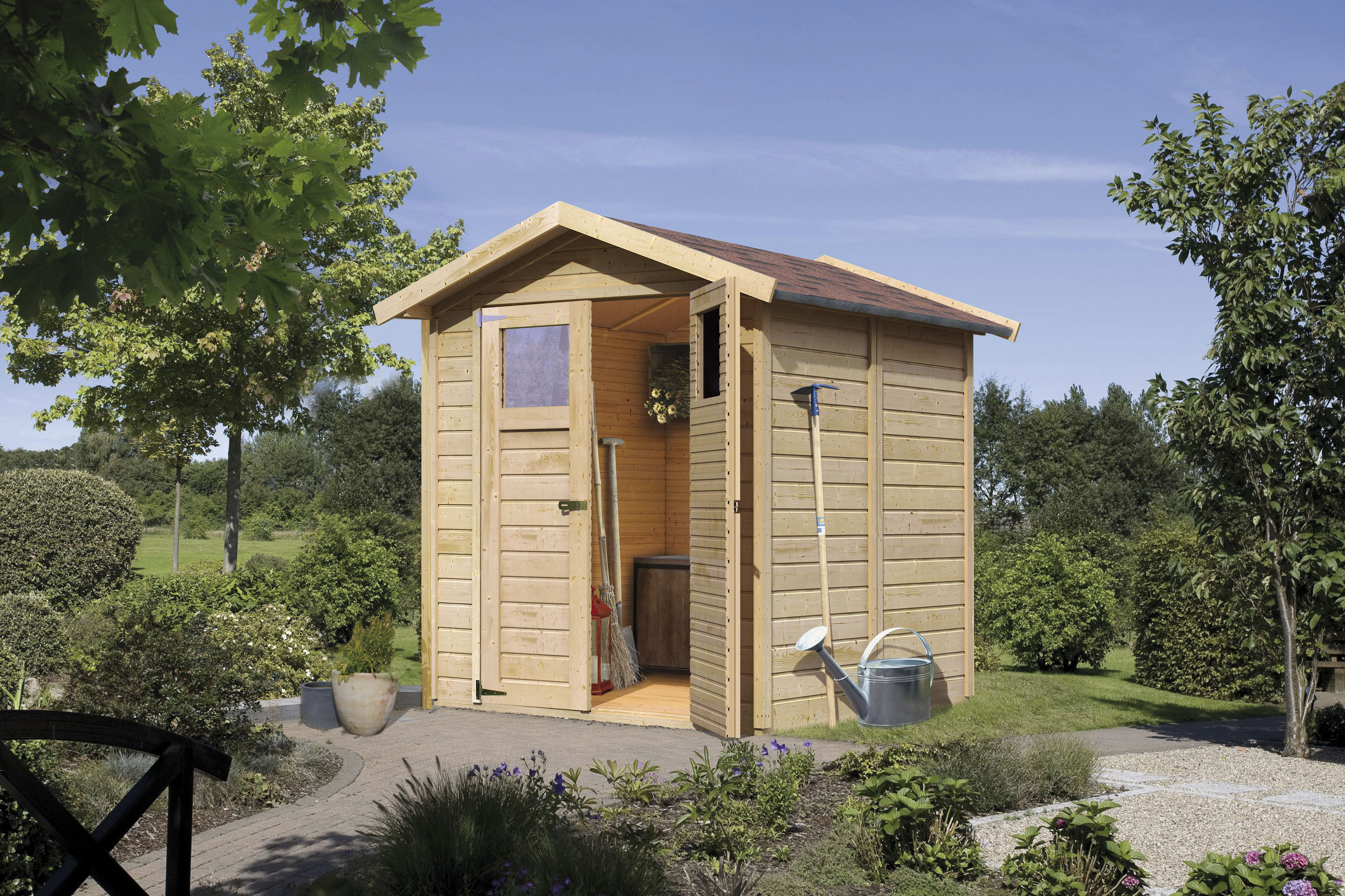 Gartenhaus KARIBU "Doris 3", beige (naturbelassen), ohne Fußboden, Holzwerkstoff, Gartenhäuser, Gartenhaus, naturbelassen