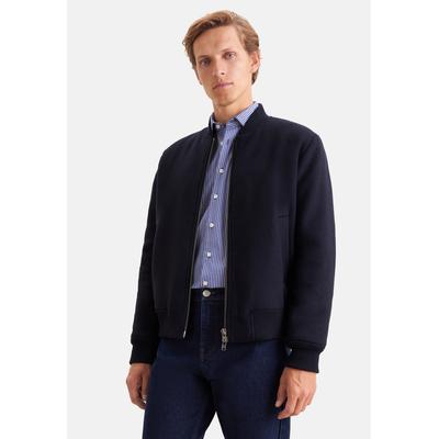 Bomberjacke SEIDENSTICKER, Herren, Gr. L, blau (dunkelblau), 50% Wolle, 35% Polyester, 10% Polyamid, 5% Sonstige Fasern, unifarben, Jacken Bomberjacke