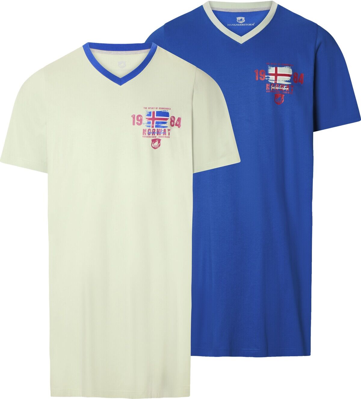 Pyjama JAN VANDERSTORM "Doppelpack Nachthemd BARWIK", Herren, Gr. 5XL, royal blau mint, Homewear-Sets Pyjama