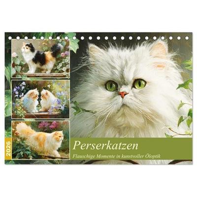 Perserkatzen. Flauschige Momente in kunstvoller Öloptik (Tischkalender 2026 DIN A5 quer), CALVENDO Monatskalender