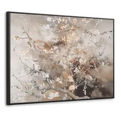 LEINWAND Bilder mit Rahmen - Mandelblüte - Kunst - Van Gogh - Beige - Abstrakt - 80x60