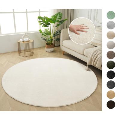 Teppich OTTO HOME "Cali", beige (natur), H:16mm Ø:180cm, Kunstfaser, Microfaser, Teppiche, Teppich, Uni-Farben, kuschelig, & weich, waschbar, Wohnzimmer, Schlafzimmer