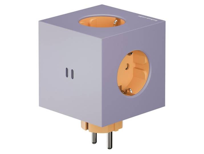 Avolt Steckdosenwürfel Square 2 Socket extender with 30W Dual Usbc, Violett, Kunststoff, 7.6x7.6x11.3 cm, ohne Kabel, Elektrogeräte, Elektronik-Zubehör, Steckdosen & Stecker