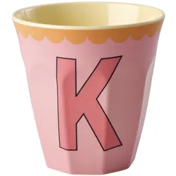 RICE Melamin Buchstabenbecher Vintage Medium, K Pink