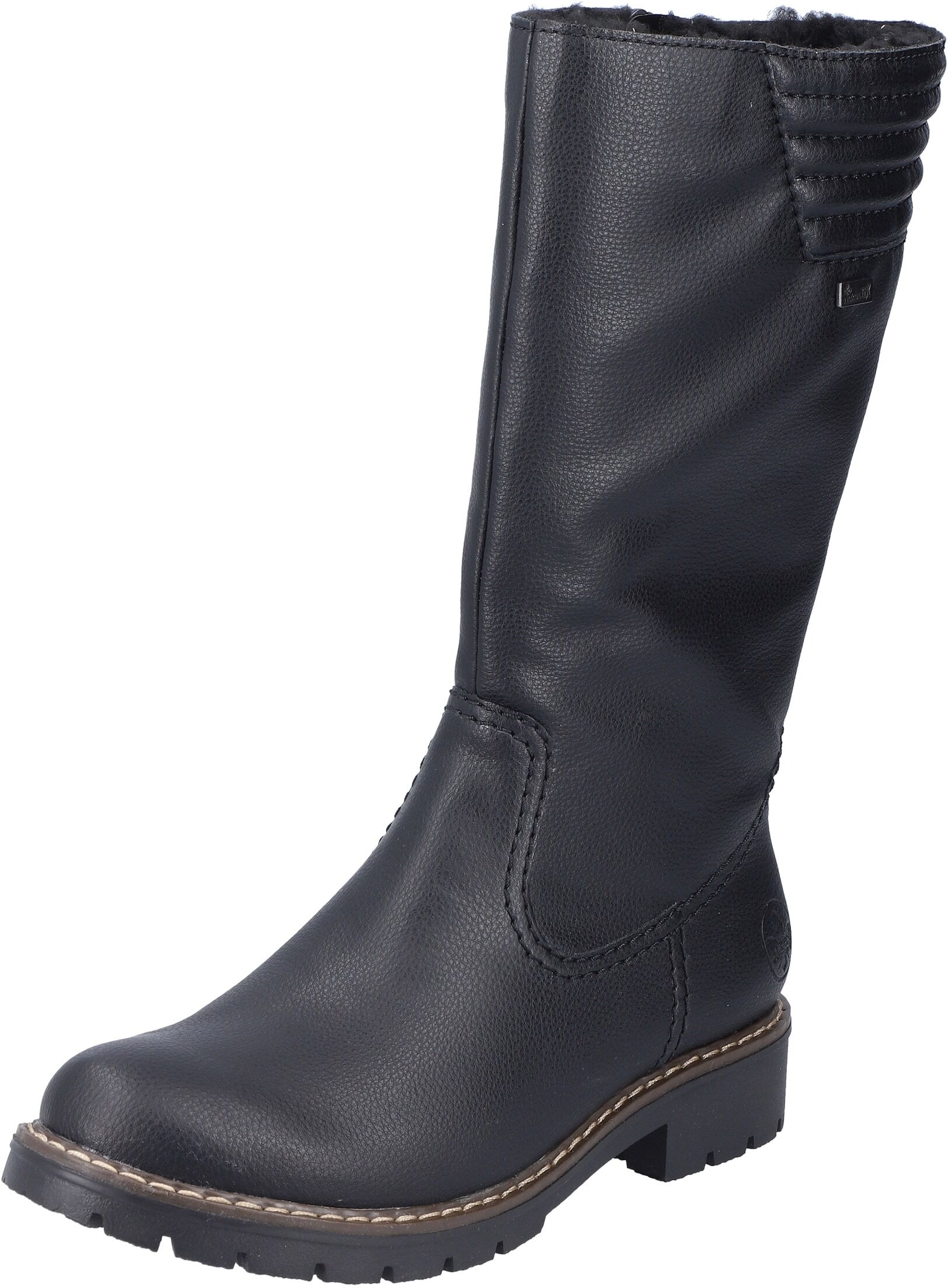 Winterstiefel RIEKER, Damen, Gr. 37, Warmfutter, Normalschaft, schwarz, Lederimitat, Schuhe Winterstiefel, Winterboots, Blockabsatz, wasserabweisende riekerTEX-Membran schwarz 37, Warmfutter, Normalschaft