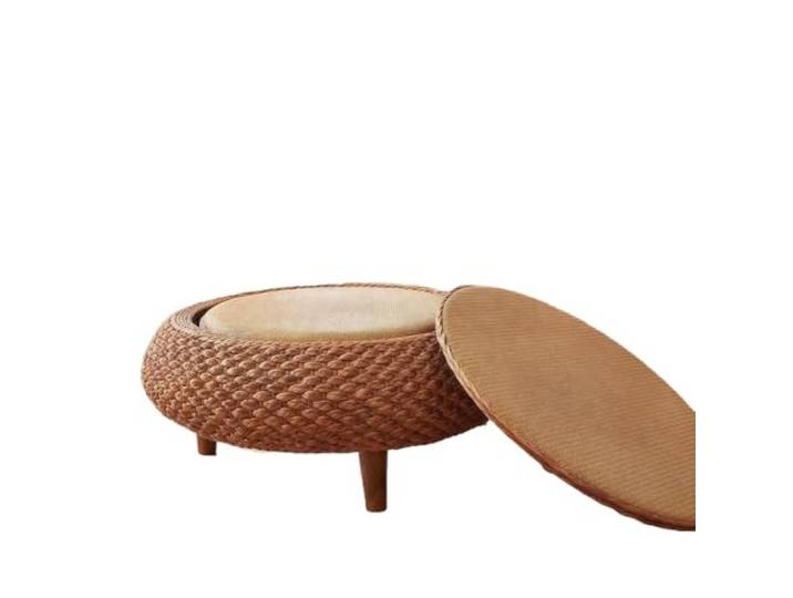 Ptasccne Kleiner Couchtisch mit versteckten Teetischen mit Rattanboden For Wohnzimmer-Balkon-Mehrzweck couchtisch