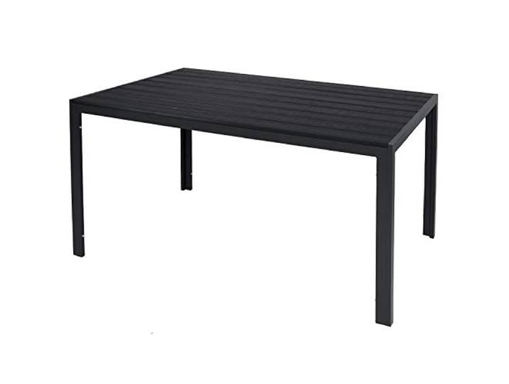 FineHome Gartentisch anthrazit/schwarz Esstisch Pflegeleicht Gartenmöbel Tisch Aluminium Tischplatte Non Wood Holzimitat wetterfest 150x90x74cm