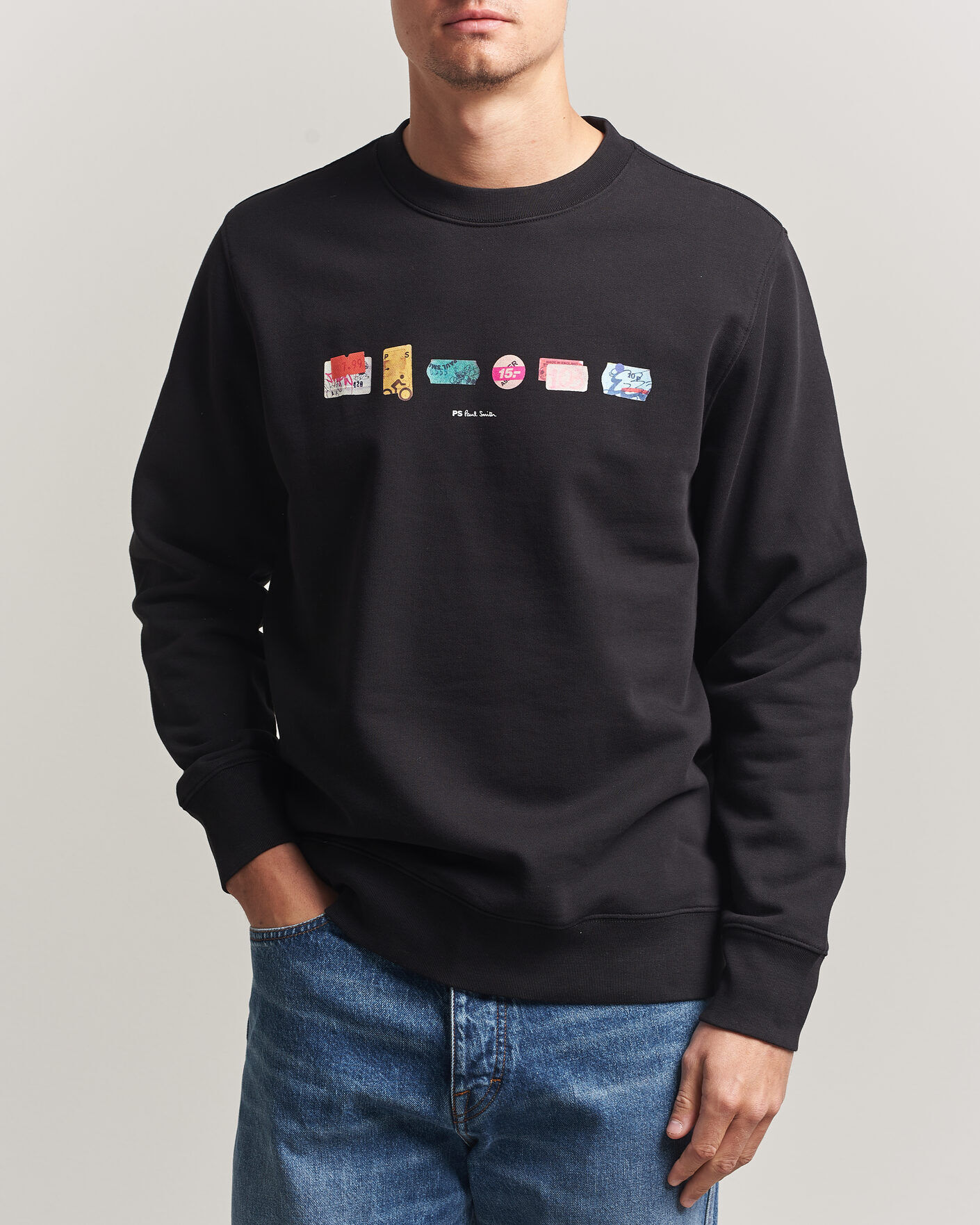 PS Paul Smith In A Row Crew Neck Sweatshirt Black men L Sort