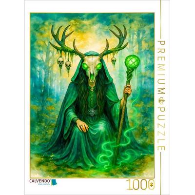 CALVENDO Puzzle Geheimnisvolle keltische Druidin mit Geweih und Kraft | 1000 Teile Lege-Größe 64x48cm Foto-Puzzle für glückliche Stunden