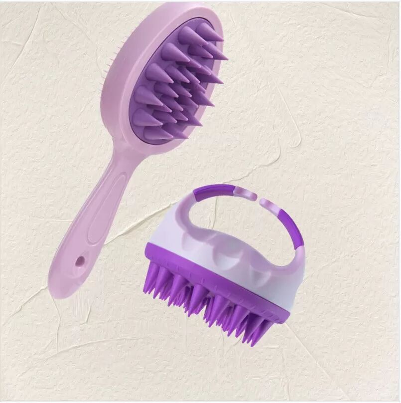 INF Langer Griff Dual Lila 2-teiliges Set Kopfhaut Massage Haarbürste
