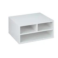 Relaxdays Druckerständer Schreibtisch, 3 Fächer, Regal für Drucker, Druckerhalter, H x B x T: 22,5 x 47 x 40 cm, weiß