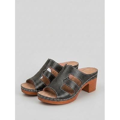 Damen-Sandalen mit Metallic-Finish – geprägtes Goldmuster, Blockabsatz, bequemer Slip-On-Stil, perfekt für Ausflüge aufs Land und Treffen im Freien