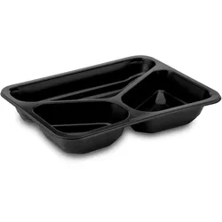 Menü-Schale (PP) 3-geteilt schwarz 227 x 178 x 40 mm 980ml