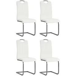 vidaXL Freischwinger 4 Stk. Weiß Kunstleder