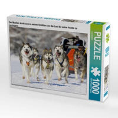 CALVENDO Puzzle Der Musher duckt sich in seinen Schlitten um die Last für seine Hunde zu verringern | 1000 Teile Lege-Größe 64x48cm Foto-Puzzle für gl