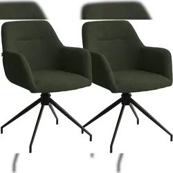 CLP 2er Set Esszimmerstühle Merlinda Teddystoff Stoff HBT: 85x58x60 cm dunkelgrün