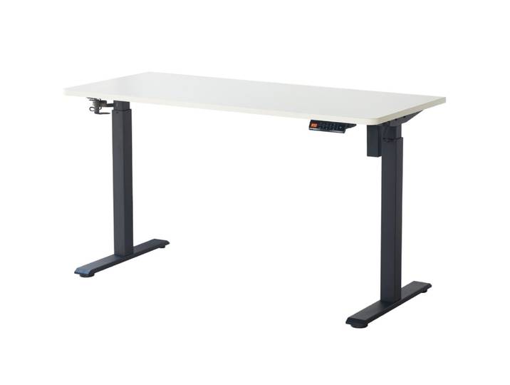 Bureau assis-debout électrique réglable 72-120 cm - ports usb - blanc