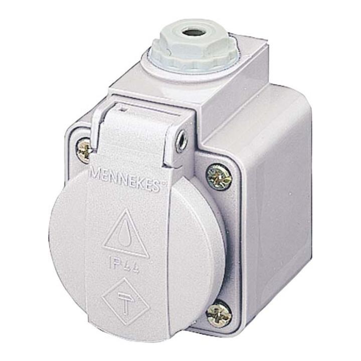 Mennekes Schuko-Aufbau-Steckdose mit zweipoligem Stecker und Schutzkontakt, Nennstrom 16 A, Nennspannung 230V, Artikelnummer 10081, 10081)