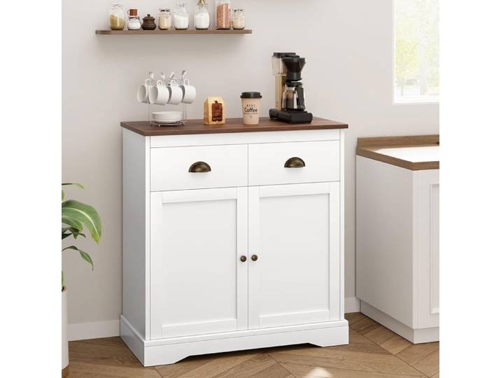 Buffet avec 2 Tiroir Meuble de Cuisine avec 2 Portes 80X40X90CM Style Campagne
